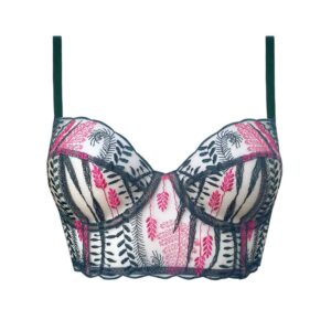 Bra with green and pink embroidery