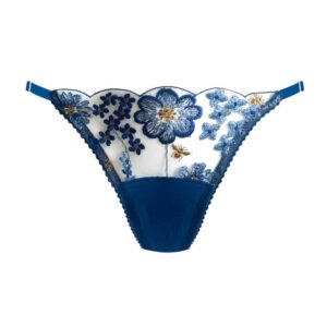 Navy blue and yellow floral thong