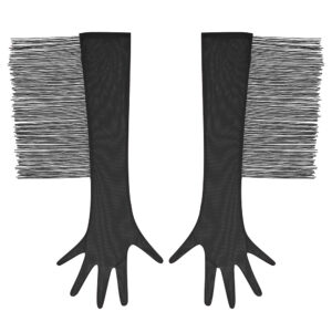 Set of black gloves with fringe