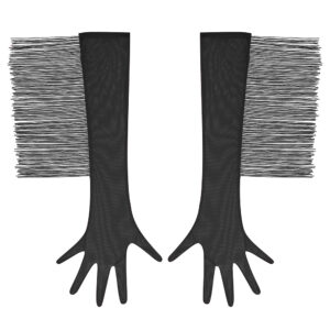 Juego de guantes negros con flecos