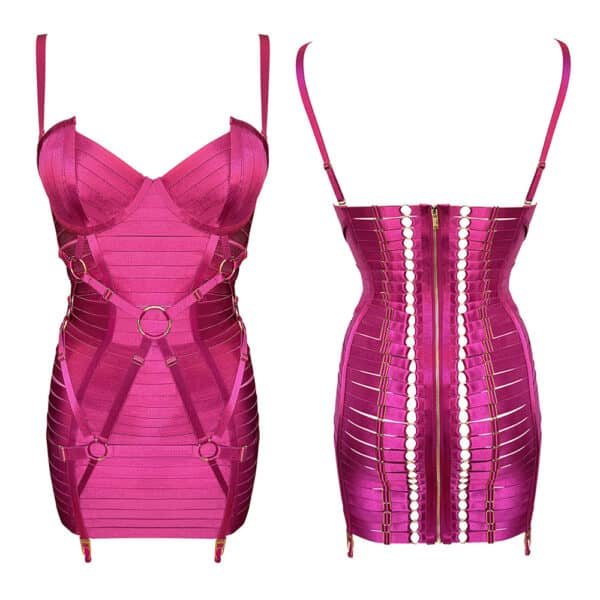 Bordelle ajustable Bondage Angela vestido Magenta