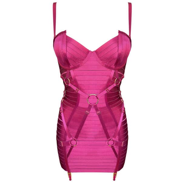 Bordelle adjustable Bondage Angela dress Magenta