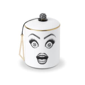 Candle with drawn and surprised face in black and white make-up