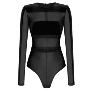 Packshot de un body negro y transparente.