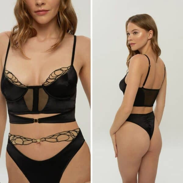 Model of Chloé balconnet bustier + Aria Brazilian thong from Valnue's Odyssey collection.