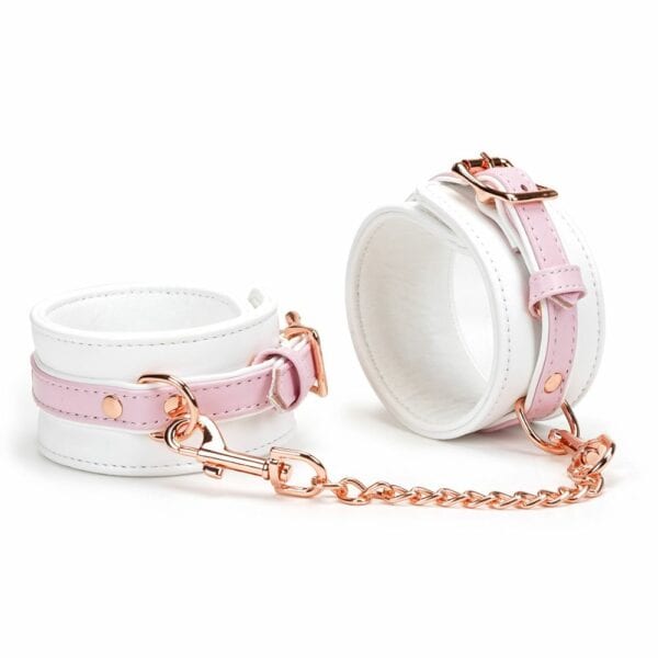 Packshot of Liebe Seele's Fairy rose handcuffs on a white background.