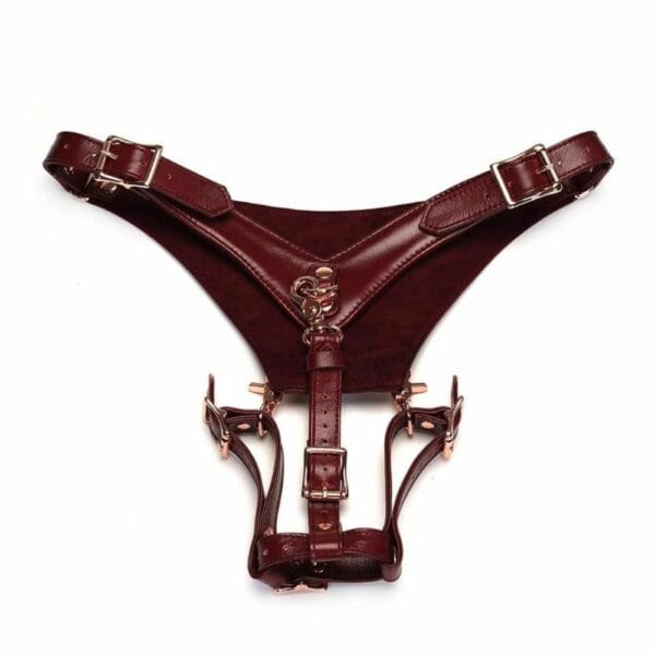 Packshot du Dos d'une Ceinture Harnais en Cuir couleur Rouge