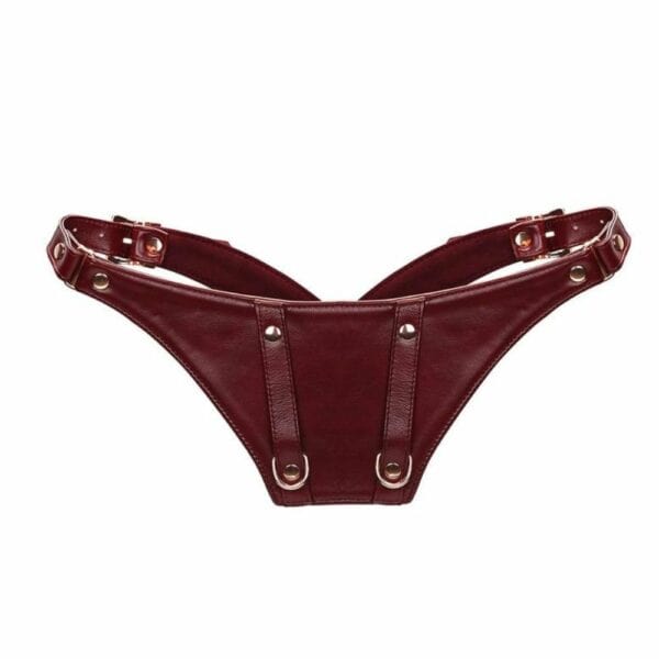 Packshot du Devant d'une Ceinture Harnais en Cuir couleur Rouge