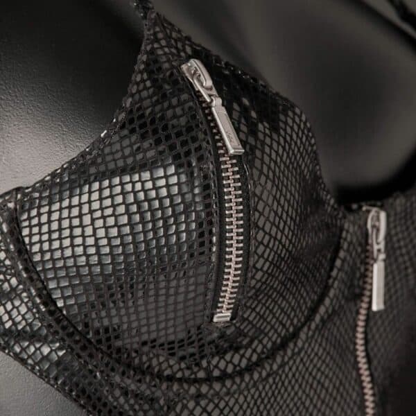 Photo Mannequin Body Cuir Serpens Noir Detail sur le Zip