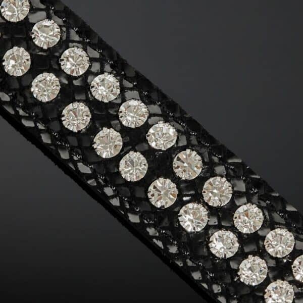 Packshot Máscara Bondage Serpens en Piel Negra Brillante Serpens y Cristales