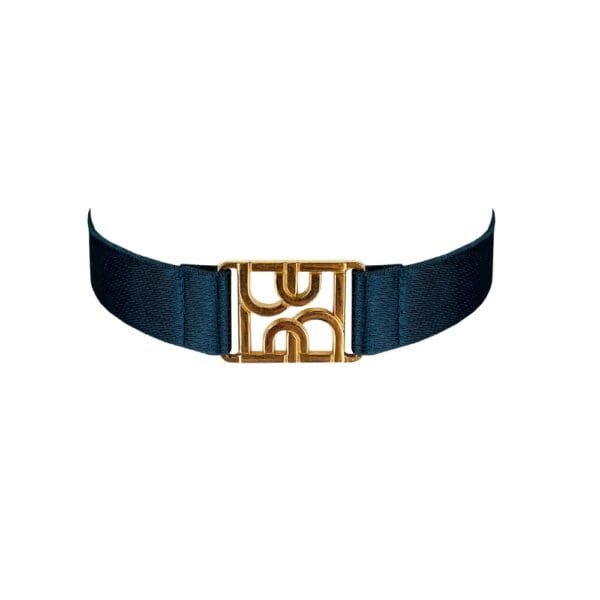 Choker Blau Logo Bordelle Blau Mit Goldenen Details