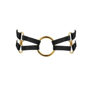 Choker Halsband Schwarz Mit Goldenem O-Ring
