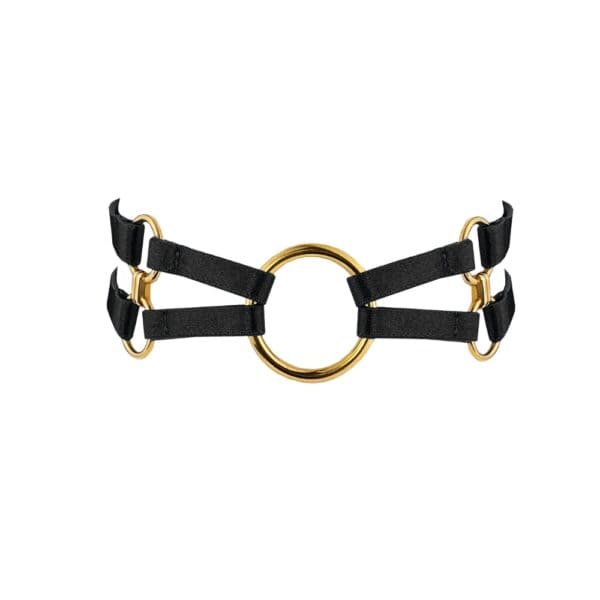 Collar gargantilla negro con junta tórica dorada