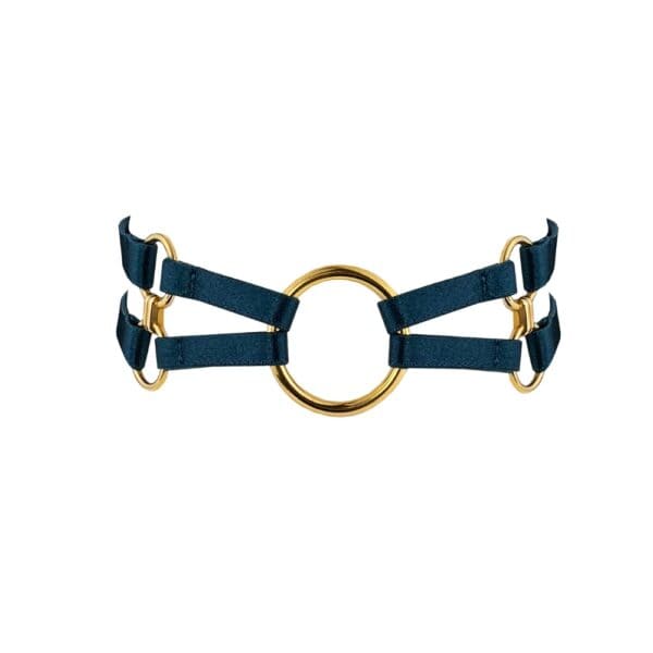 Choker Halsband blau Mit Goldenem O-Ring