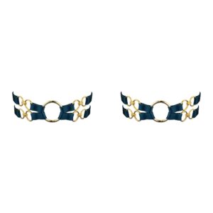 Bondage Strumpfbänder blau Mit Goldenem O-Ring
