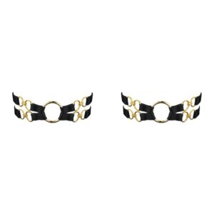 Strumpfbänder Schwarz Mit Goldenem O-Ring