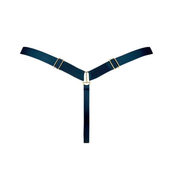 String Schwarz Blaues Netz mit Golddetail Rückenansicht