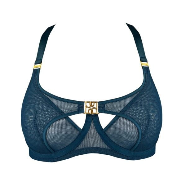 Sujetador balconnet azul turquesa con detalles dorados