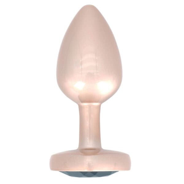 Plug anal Time to Shine en aluminium doré avec pierre noire scintillante en forme de cœur, design élégant et confortable.