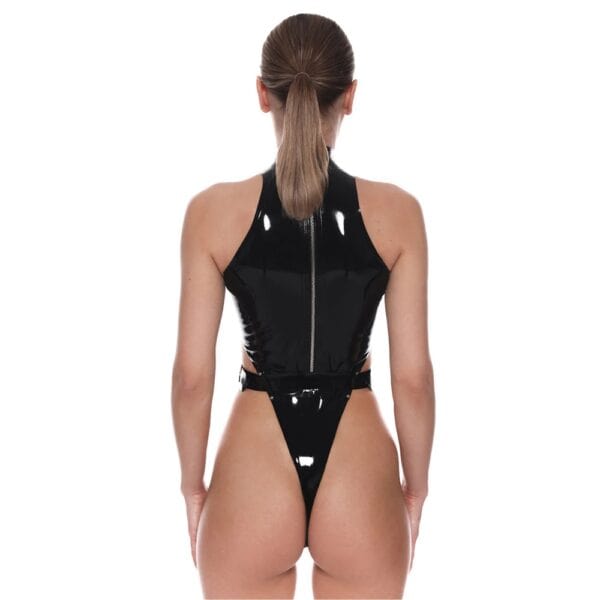 Rückenfrau mit Body aus Naturlatex Schwarz Verstellbare Riemen mit Schnallen