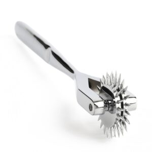 Silver-plated stainless steel Wartenberg castors with fine, sharp points for sensory play