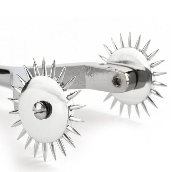 Wartenberg double multi-wheel castors in stainless steel Silver-plated fine, sharp points for sensory play