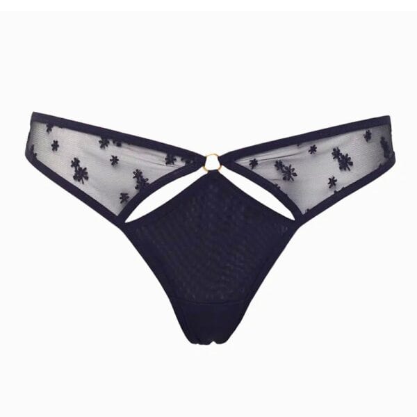 Packshot Culotte Brodé en Étoiles en tulle français et élastiques satiné soulignée d’un anneau doré au centre la partie avant est doublée pour une opacité assurée