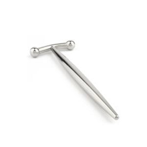 Packshot closed urethral plug in stainless steel, straight shape and smooth surface