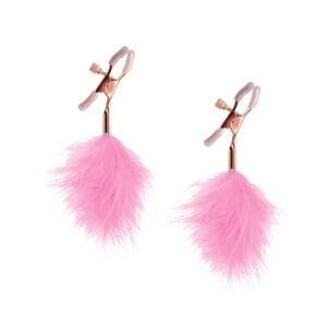 Pinces à tétons en Plume Rose embout en silicone et détails rose gold