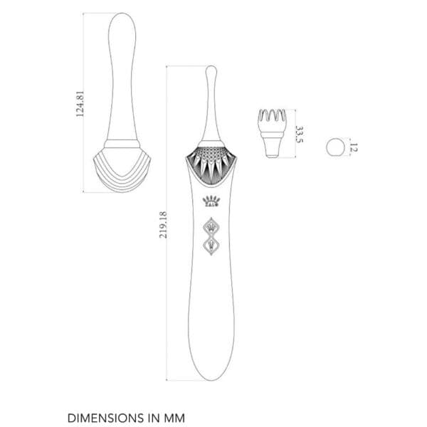 Stimulateur intime ZALO Bess 2, élégant et fin, en silicone haut de gamme, présenté avec embouts interchangeables et fonction chauffante, conçu pour une stimulation précise et personnalisée.