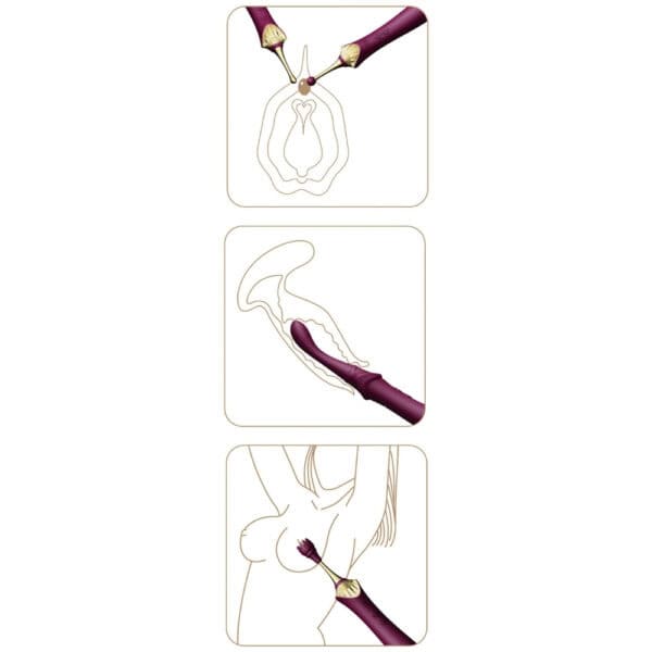 Stimulateur intime ZALO Bess 2, élégant et fin, en silicone haut de gamme, présenté avec embouts interchangeables et fonction chauffante, conçu pour une stimulation précise et personnalisée.