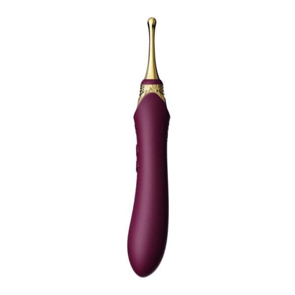 Stimulateur intime ZALO Bess 2, élégant et fin, en silicone haut de gamme, présenté avec embouts interchangeables et fonction chauffante, conçu pour une stimulation précise et personnalisée.