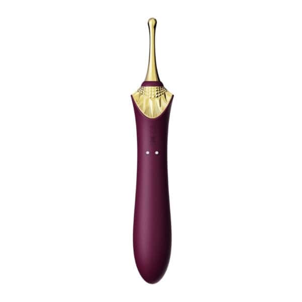 Stimulateur intime ZALO Bess 2, élégant et fin, en silicone haut de gamme, présenté avec embouts interchangeables et fonction chauffante, conçu pour une stimulation précise et personnalisée.