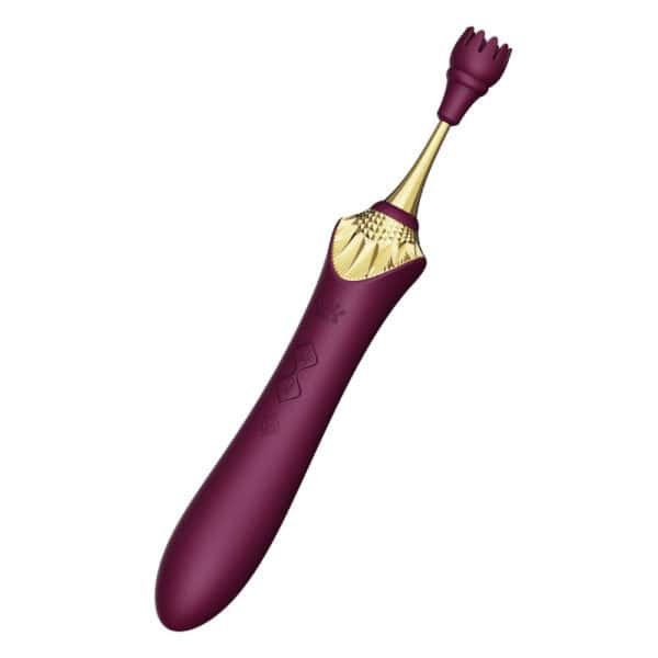 Stimulateur intime ZALO Bess 2, élégant et fin, en silicone haut de gamme, présenté avec embouts interchangeables et fonction chauffante, conçu pour une stimulation précise et personnalisée.