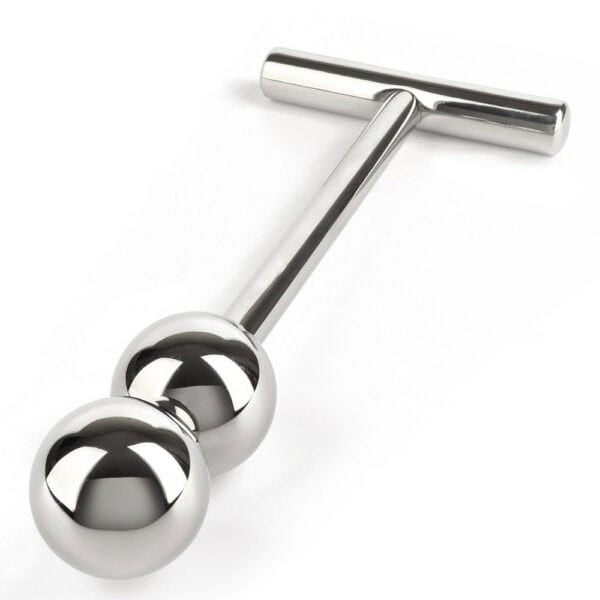 Sextoy anal haut de gamme en acier inoxydable avec double sphère insérable surface lisse et polie poignée en T ergonomique