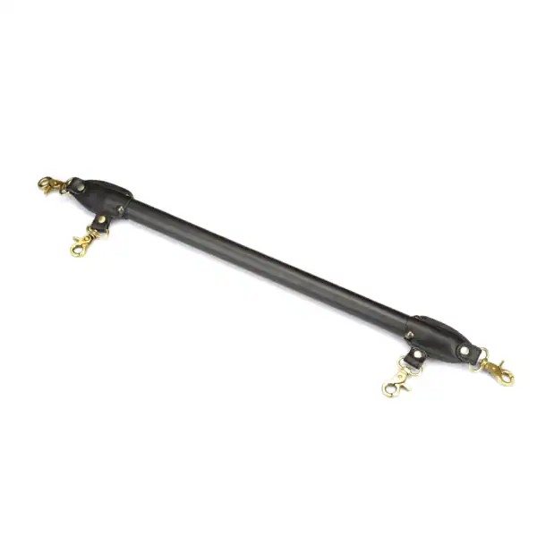 66.5 cm Black Cowhide spreader bar with copper-finish handcuff attachments inspired by traditional Japanese armor