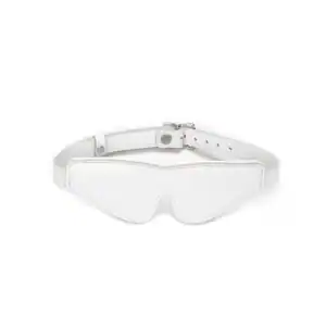 Bandeau pour yeux masque de bondage en cuir de vache blanc Réglable par boucle métallique en métal argenté