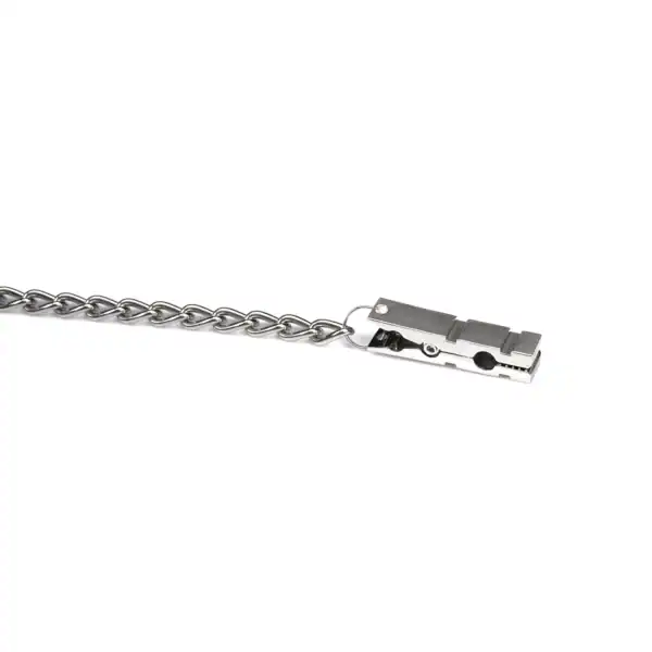Pinces à tétons BDSM en métal argenté avec chaîne centrale – accessoires fétichistes Liebe Seele
